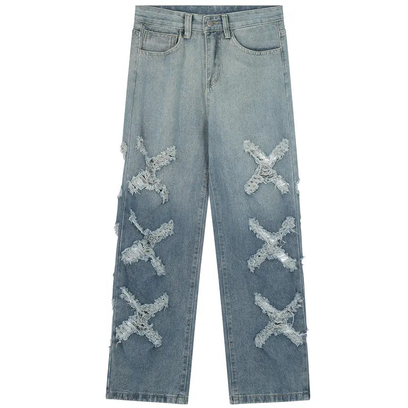 SheHori - Classic Cross Ripped Jeans for Women streetwear fashion, outfit, versatile fashion shehori.com