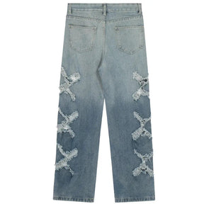 SheHori - Classic Cross Ripped Jeans for Women streetwear fashion, outfit, versatile fashion shehori.com