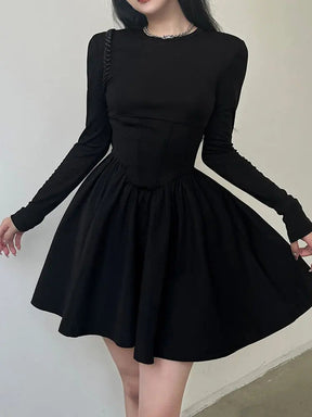 SheHori - Clothes Long Sleeve Corset Mini Dress streetwear fashion, outfit, versatile fashion shehori.com