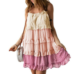 SheHori - Color Matching Sling Mini Dress streetwear fashion, outfit, versatile fashion shehori.com
