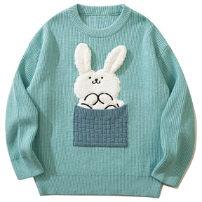 SheHori - Cozy Knitted Sweatshirt Pocket Rabbit streetwear fashion, outfit, versatile fashion shehori.com