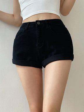 SheHori - Curled Love High Waist Denim Shorts New Spicy streetwear fashion, outfit, versatile fashion shehori.com