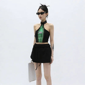 SheHori - Cyber Punk Black Crop Top streetwear fashion, outfit, versatile fashion shehori.com