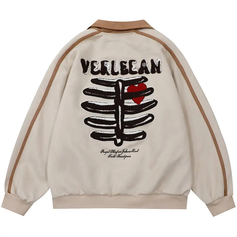 SheHori - Deerskin Jacket Coat Skeleton Heart streetwear fashion, outfit, versatile fashion shehori.com