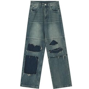 SheHori - Distressed Jeans Contrast Patches streetwear fashion, outfit, versatile fashion shehori.com