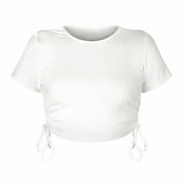 SheHori - Drawstring Tie Crop Top streetwear fashion, outfit, versatile fashion shehori.com