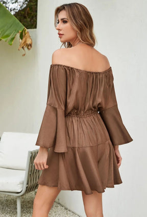 SheHori - Elegant Casual Dress Brown Bell Mini Dress streetwear fashion, outfit, versatile fashion shehori.com