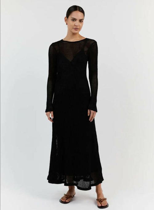 SheHori - Elegant Hollow Out Knit Maxi Dress streetwear fashion, outfit, versatile fashion shehori.com