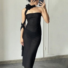 SheHori - Elegant Mesh Midi Dress streetwear fashion, outfit, versatile fashion shehori.com