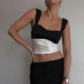 SheHori - Elegant Patchwork Backless Crop Top streetwear fashion, outfit, versatile fashion shehori.com