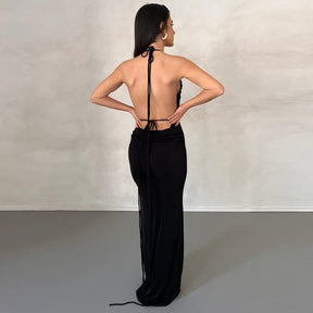 SheHori - Elegant Sexy Backless Ruched Maxi Dress streetwear fashion, outfit, versatile fashion shehori.com