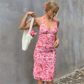 SheHori - Elegant Sleeveless Halter Midi Dress streetwear fashion, outfit, versatile fashion shehori.com