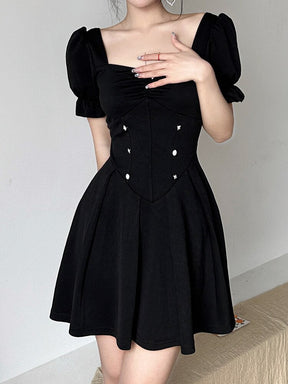 SheHori - Elegant Square Neck Mini Dress streetwear fashion, outfit, versatile fashion shehori.com