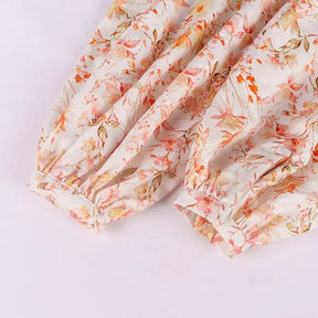SheHori - Floral Print Ruffle Tie Up V Neck Crop Top streetwear fashion, outfit, versatile fashion shehori.com