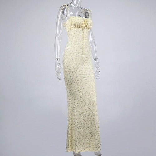 SheHori - Floral Printed Lace Up Maxi Dress streetwear fashion, outfit, versatile fashion shehori.com