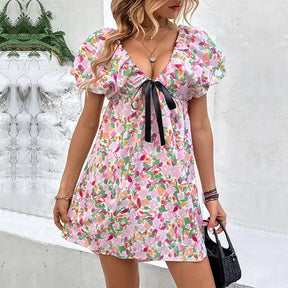SheHori - Floral Short Mini Dress streetwear fashion, outfit, versatile fashion shehori.com