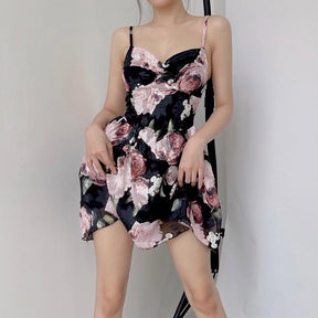 SheHori - French Chic Flowers Print Mini Dress streetwear fashion, outfit, versatile fashion shehori.com