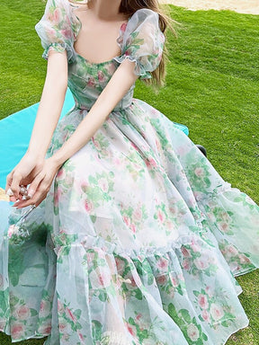 SheHori - French Elegant Floral Midi Dress streetwear fashion, outfit, versatile fashion shehori.com