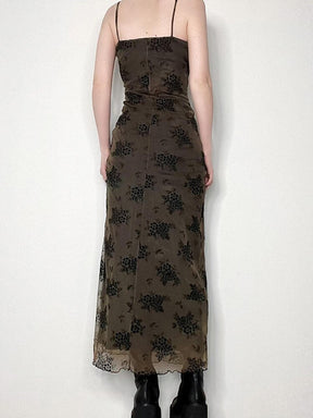 SheHori - Gothic Grunge Floral Print Maxi Dress streetwear fashion, outfit, versatile fashion shehori.com