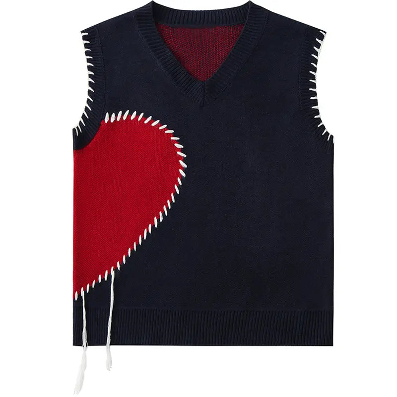 SheHori - Half-Love Knit Sweater Vest streetwear fashion, outfit, versatile fashion shehori.com