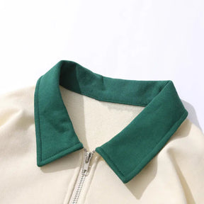 SheHori - Half Zip Sweatshirt Embroidery Letter streetwear fashion, outfit, versatile fashion shehori.com