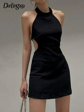 SheHori - Halter Sundress Black Mini Dress streetwear fashion, outfit, versatile fashion shehori.com