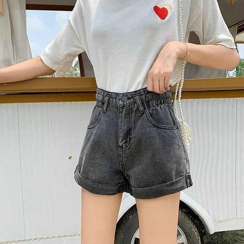 SheHori - High Weist Denim Mini Shorts streetwear fashion, outfit, versatile fashion shehori.com