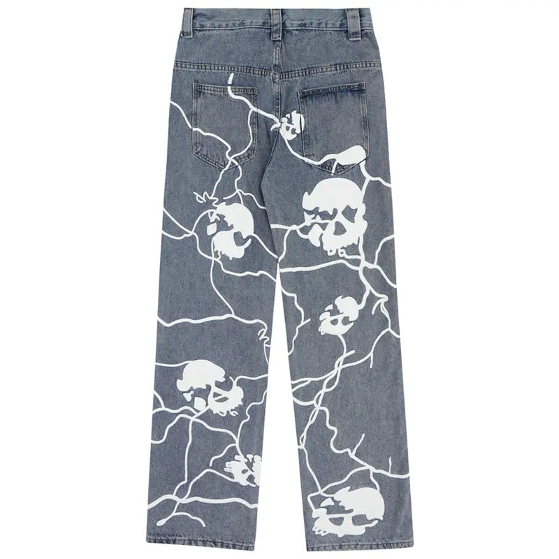 SheHori - Hip Hop Style Jeans Lightning and Skull streetwear fashion, outfit, versatile fashion shehori.com