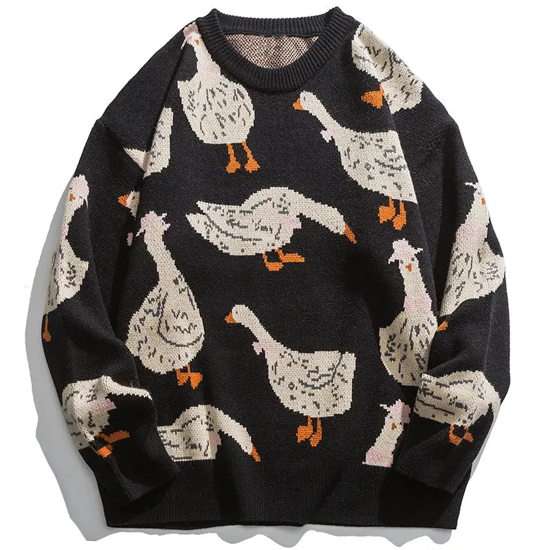 SheHori - Knitted Sweatshirt Full Goose Print streetwear fashion, outfit, versatile fashion shehori.com