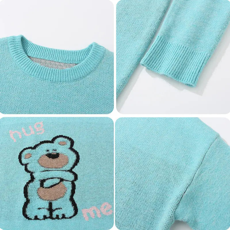 SheHori - Knitted Sweatshirt Hug Me Bear streetwear fashion, outfit, versatile fashion shehori.com