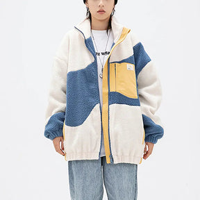 SheHori - Lamb Woolen Winter Coat Patchwork Color Block streetwear fashion, outfit, versatile fashion shehori.com