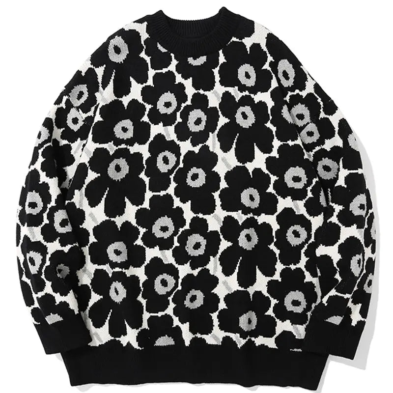 SheHori - Lazy Knitted Sweatshirt Full Flowers streetwear fashion, outfit, versatile fashion shehori.com