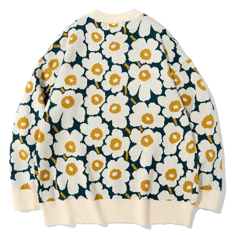 SheHori - Lazy Knitted Sweatshirt Full Flowers streetwear fashion, outfit, versatile fashion shehori.com