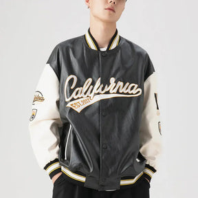 SheHori - Leather Baseball Jacket Embroidered streetwear fashion, outfit, versatile fashion shehori.com
