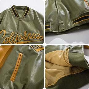 SheHori - Leather Baseball Jacket Embroidered streetwear fashion, outfit, versatile fashion shehori.com
