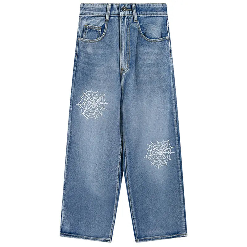 SheHori - Loose Fit Jeans Spider Web streetwear fashion, outfit, versatile fashion shehori.com