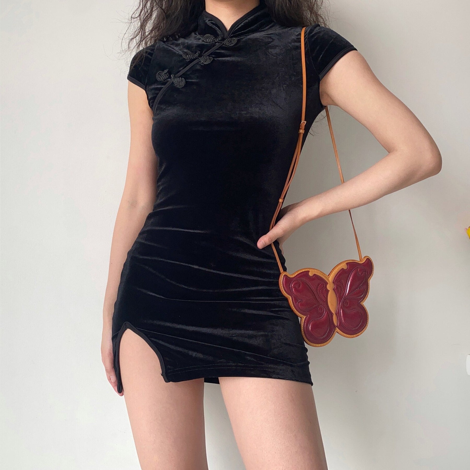 SheHori - New Retro Improved Velvet Mini Dress streetwear fashion, outfit, versatile fashion shehori.com