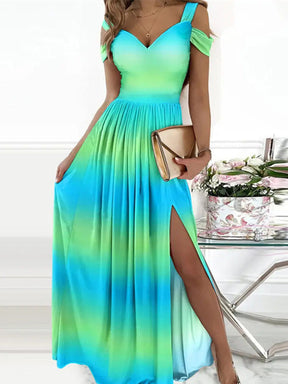 SheHori - Off Shoulder High Slit Maxi Dress streetwear fashion, outfit, versatile fashion shehori.com