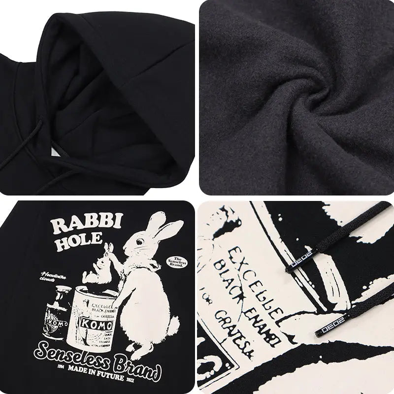 SheHori - Oversize Fleece Hoodie Rabbit Hole streetwear fashion, outfit, versatile fashion shehori.com