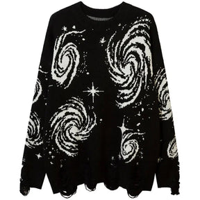 SheHori - Oversize Jacquard Sweatshirt Starry Sky streetwear fashion, outfit, versatile fashion shehori.com