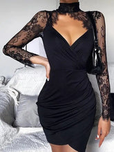 SheHori - Patchwork Deep V Black Mini Dress streetwear fashion, outfit, versatile fashion shehori.com