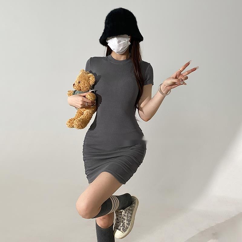 SheHori - Pleated Short Sleeve Mini Dress streetwear fashion, outfit, versatile fashion shehori.com