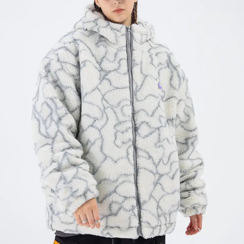 SheHori - Plush Winter Coat Wave Texture streetwear fashion, outfit, versatile fashion shehori.com