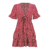 SheHori - Polka Dot Boho Ruffle Mini Dress streetwear fashion, outfit, versatile fashion shehori.com