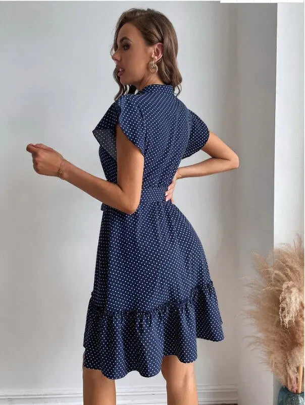 SheHori - Polka Dot Vintage Sashes Mini Dress streetwear fashion, outfit, versatile fashion shehori.com