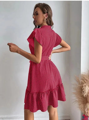 SheHori - Polka Dot Vintage Sashes Mini Dress streetwear fashion, outfit, versatile fashion shehori.com