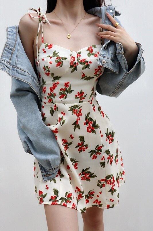 SheHori - Print Sexy Breast Wrap Camisole Mini Dress streetwear fashion, outfit, versatile fashion shehori.com