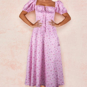 SheHori - Puff Sleeve Floral Print Maxi Dress streetwear fashion, outfit, versatile fashion shehori.com