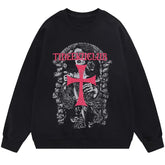 SheHori - Retro Graphic Sweatshirt Cross streetwear fashion, outfit, versatile fashion shehori.com